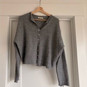 Cozy Gray Button-Up Women's Cardigan